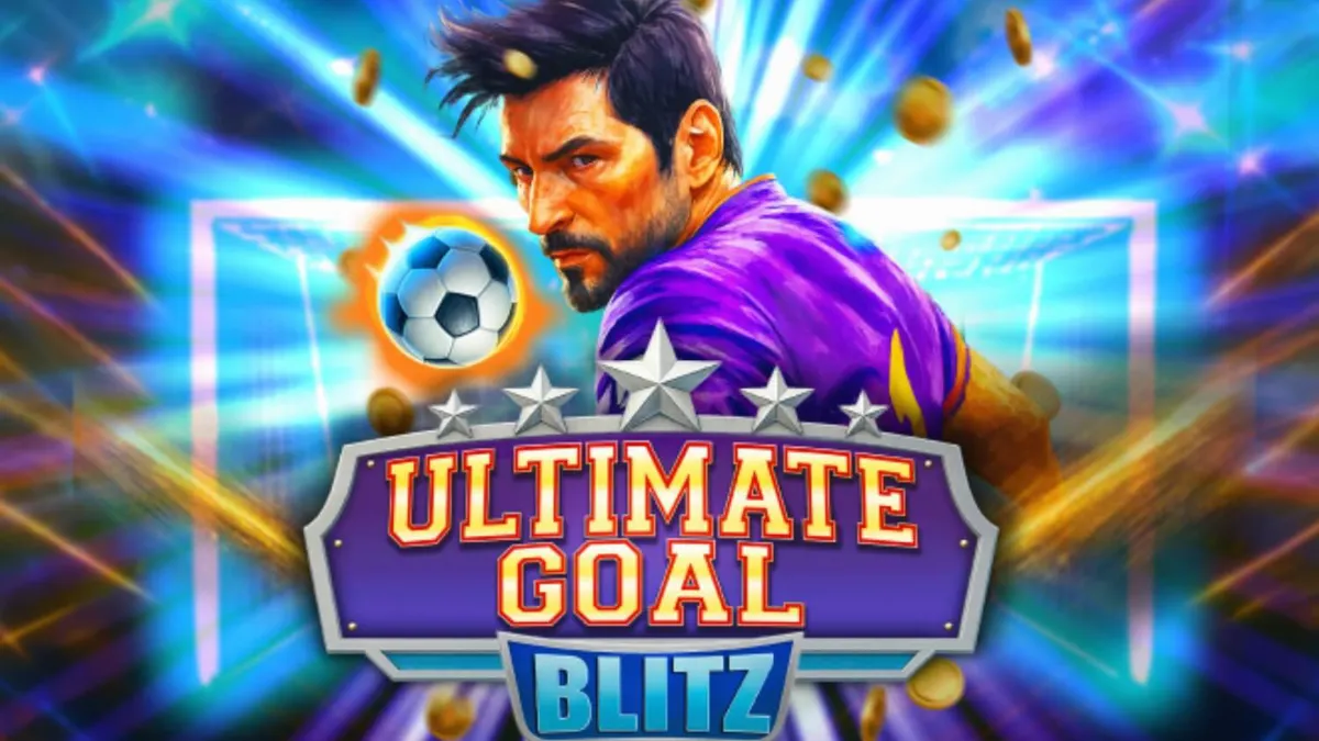 Giao diện sân vận động rực rỡ trong trò chơi slot Ultimate Goal Blitz